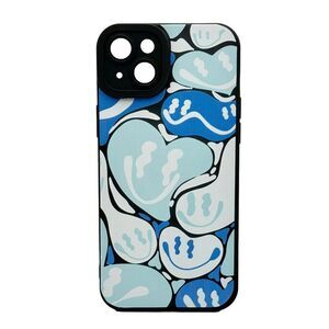 iPhone 15 Blue Heart Smiley Face Case